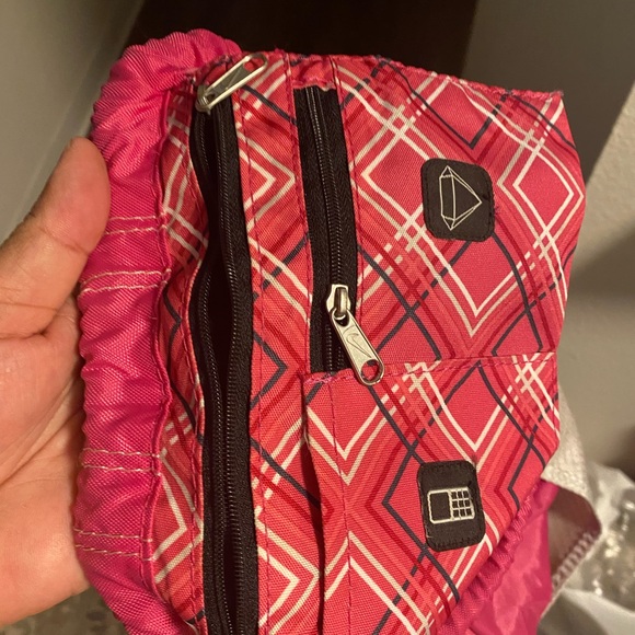 Nike Premium String Backpack Pink Silver Heavy Duty Embroidered Sports - Picture 9 of 13